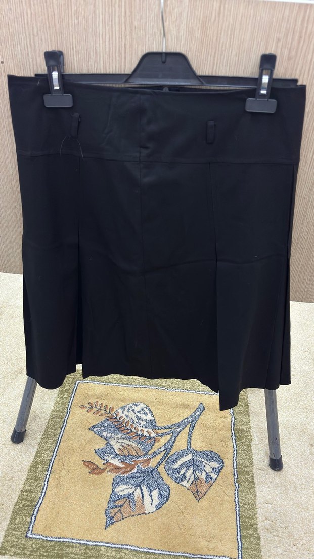 siyah kadın midi  pileli etek - Görsel 2