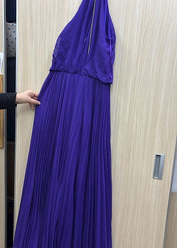 Mor Uzun Pilili Kadın Elbise - Görsel 3