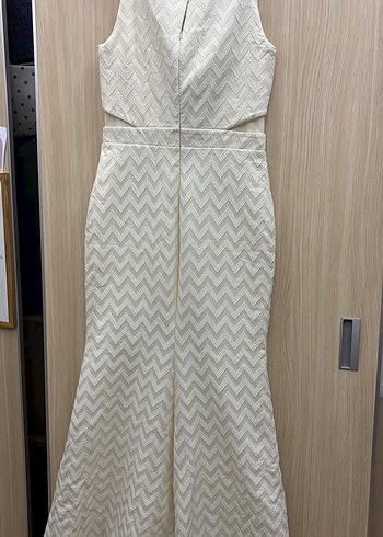 Modern Klasik krem Uzun elbise - Görsel 2