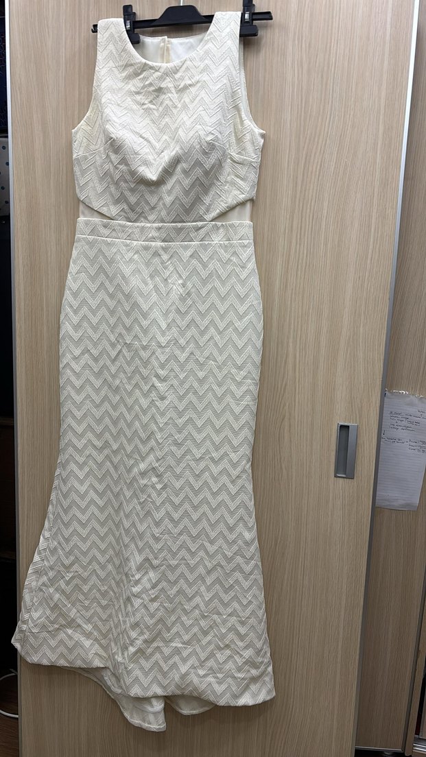 Modern Klasik krem Uzun elbise - Görsel 3