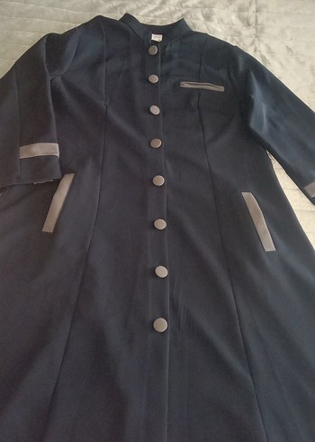 Gri Uzun Düğmeli Hamile Kaban - Görsel 2