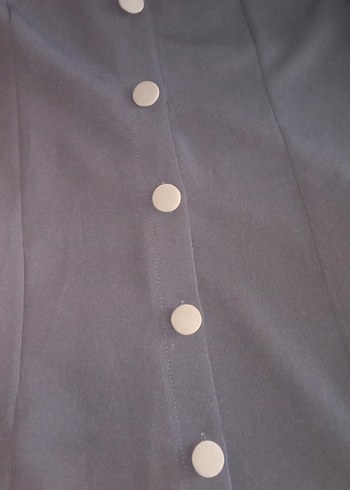 Gri Uzun Düğmeli Hamile Kaban - Görsel 4