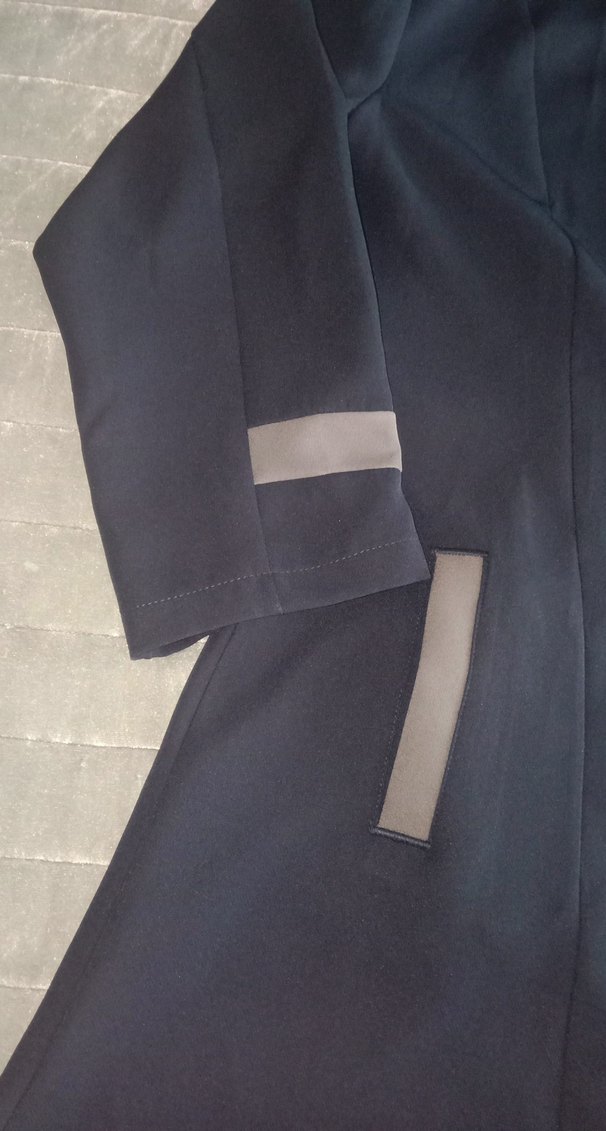 Gri Uzun Düğmeli Hamile Kaban - Görsel 3