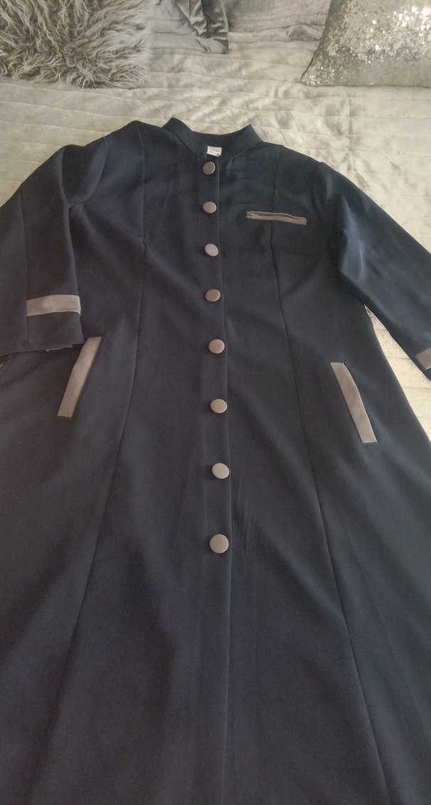 Gri Uzun Düğmeli Hamile Kaban - Görsel 2