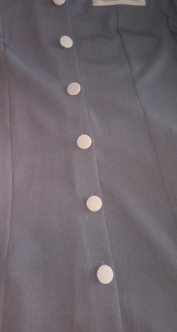 Gri Uzun Düğmeli Hamile Kaban - Görsel 4