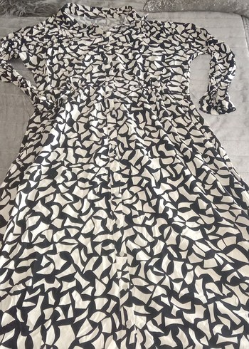 Uzun, V Yakalı Hamile Bluzu Siyah Gri Desenli - Görsel 2