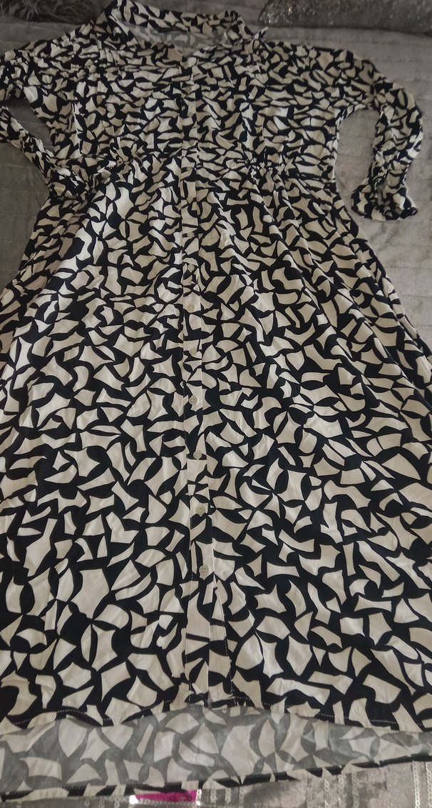 Uzun, V Yakalı Hamile Bluzu Siyah Gri Desenli - Görsel 3