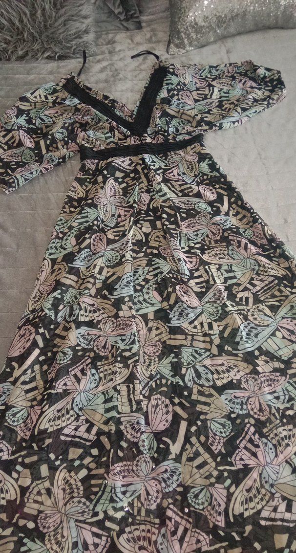 Uzun Kollu, V Yakalı Çok Renkli Bohem Kadın Kimono - Görsel 2