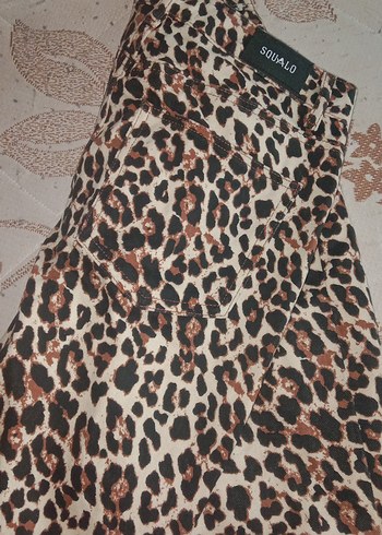 Kahverengi Leopar Desenli Kadın Kumaş Pantolon - Görsel 4