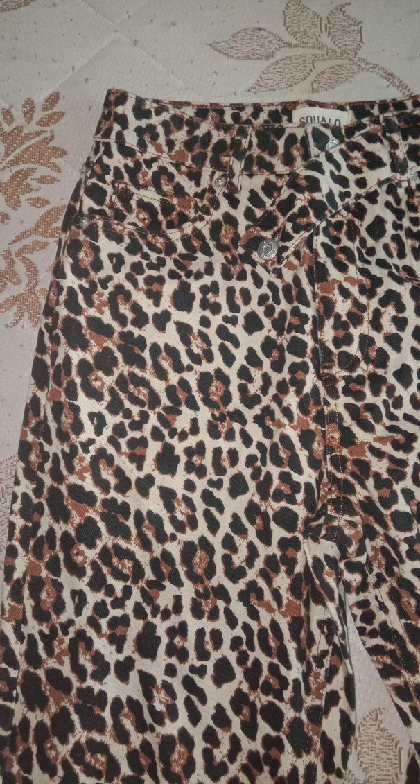 Kahverengi Leopar Desenli Kadın Kumaş Pantolon - Görsel 2