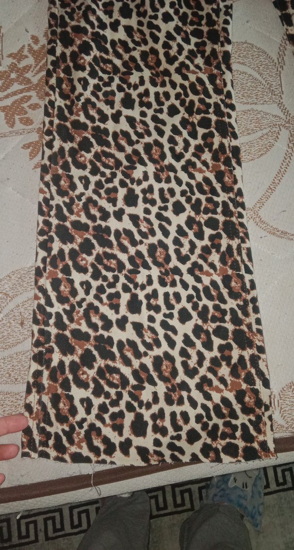 Kahverengi Leopar Desenli Kadın Kumaş Pantolon - Görsel 3