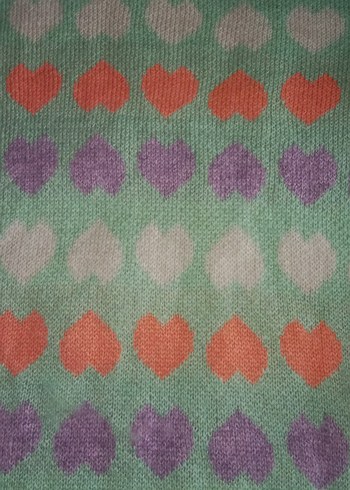 Renkli Kalp Desenli Örgü Kadın Kazak - Görsel 3