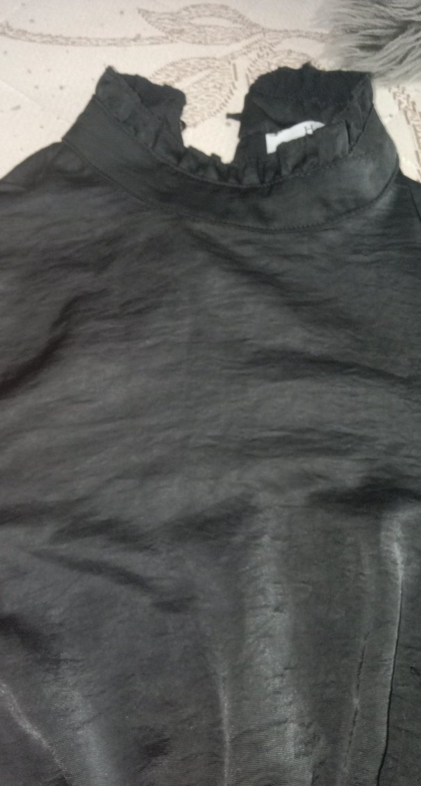 Siyah Uzun Kollu Fırfırlı Uzun Elbise - Görsel 3