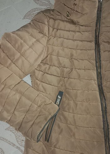 Bej Kadın Midi Kışlık Mont - Görsel 2