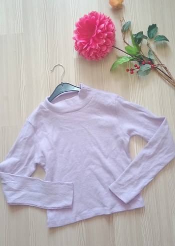 Pastel Beyaz Uzun Kollu Kısa Triko