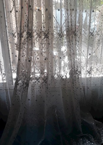Linens pul islemeli beyaz perde