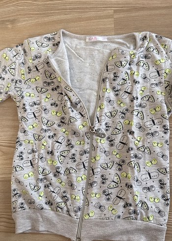 8 Yaş Beden gri Renk Kız Çocuk Gri Fermuarlı Sweatshirt