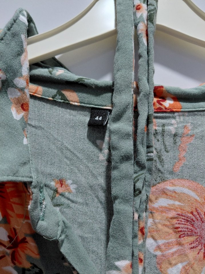 Yeşil Çiçek Desenli Uzun Bohem Elbise - Görsel 3