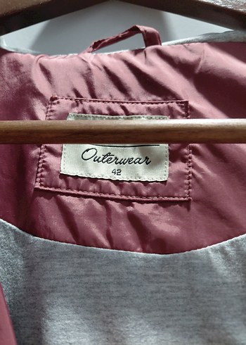 Bordo Düğmeli mevsimlik yagmurluk Ceket - Görsel 2