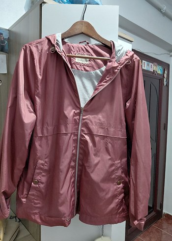 Bordo Düğmeli mevsimlik yagmurluk Ceket - Görsel 3