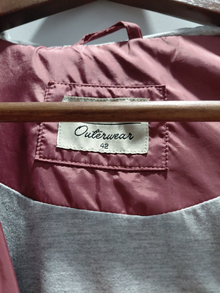 Bordo Düğmeli mevsimlik yagmurluk Ceket - Görsel 2