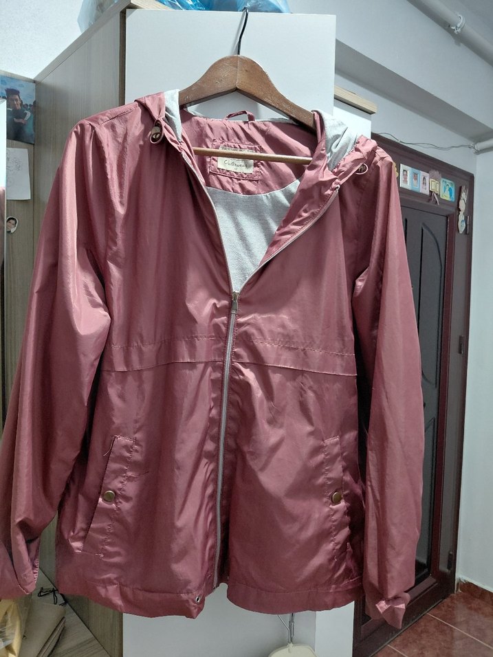 Bordo Düğmeli mevsimlik yagmurluk Ceket - Görsel 3