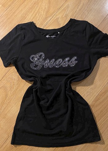 Guess Siyah Kadın Tişörtü, Kısa Kollu, Payetli