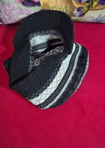 Gri Çok Renkli Örgü Kadın Bere Şapka - Görsel 2