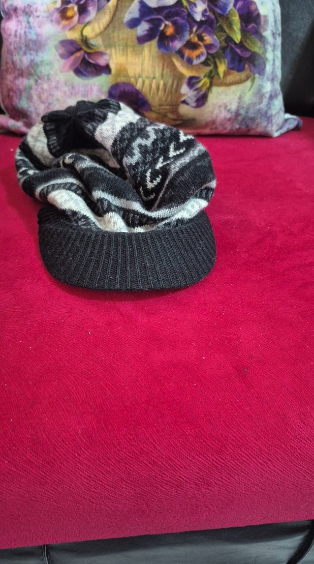 Gri Çok Renkli Örgü Kadın Bere Şapka - Görsel 3