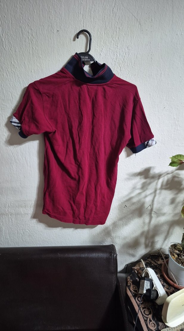 Bordo Düğmeli Erkek Polo Tişört - Görsel 2