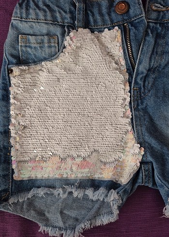 Dantel Detaylı Bohem Kız Kot Şort - Görsel 3