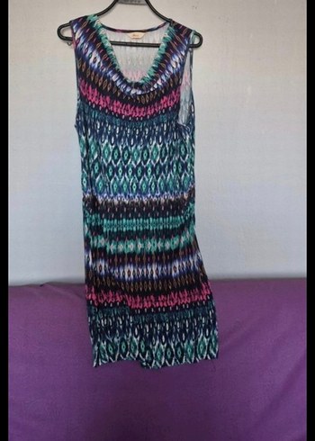 Kadın Çok Renkli Pilili Uzun Triko Elbise - Görsel 2