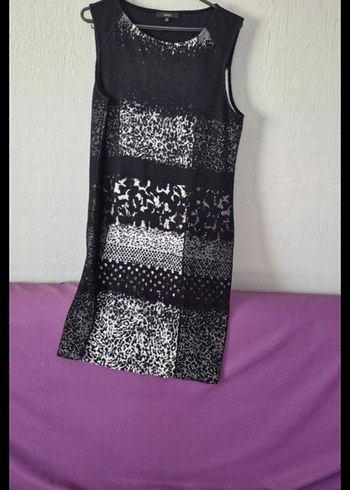 Desenli Siyah Midi Kadın Triko Elbise - Görsel 2