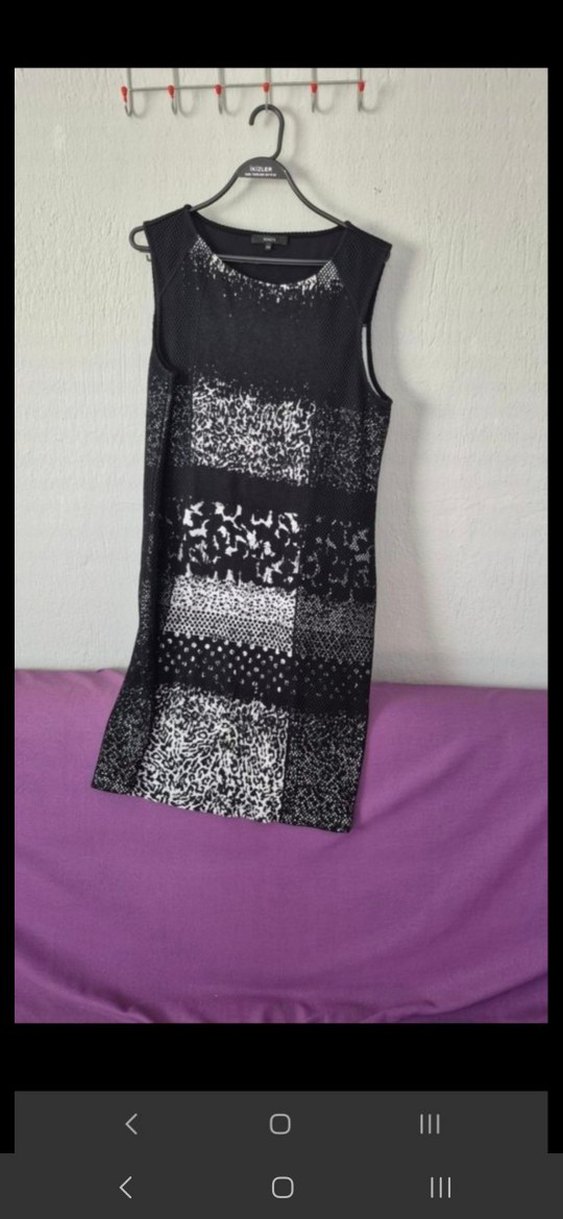 Desenli Siyah Midi Kadın Triko Elbise - Görsel 2