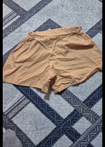 Bej Keten Mini Şort Rahat Kesim - Görsel 2