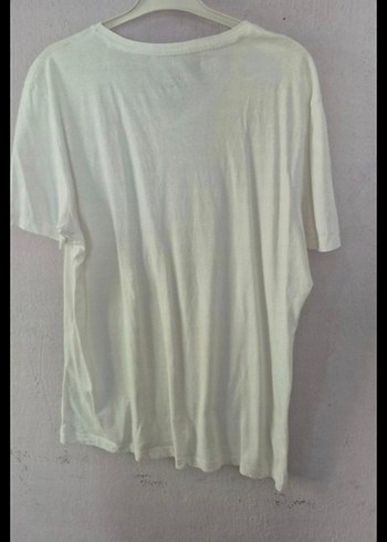 Beyaz V Yaka Keten Erkek Tişört - Görsel 2