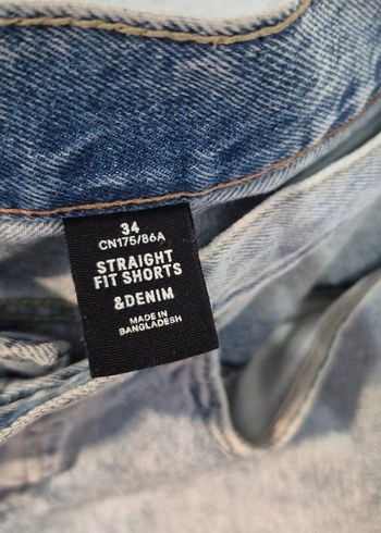 Kadın Gri Mavi Yırtık Denim Şort - Görsel 3