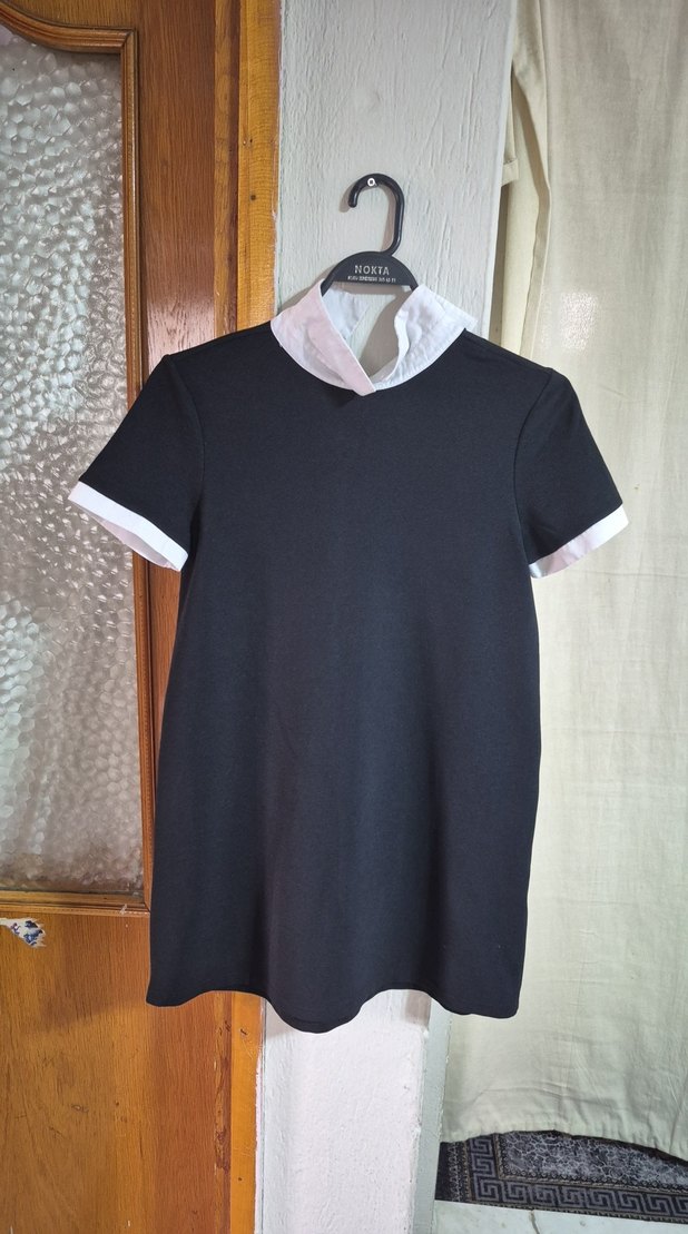 Kemerli Siyah Midi Elbise - Görsel 2