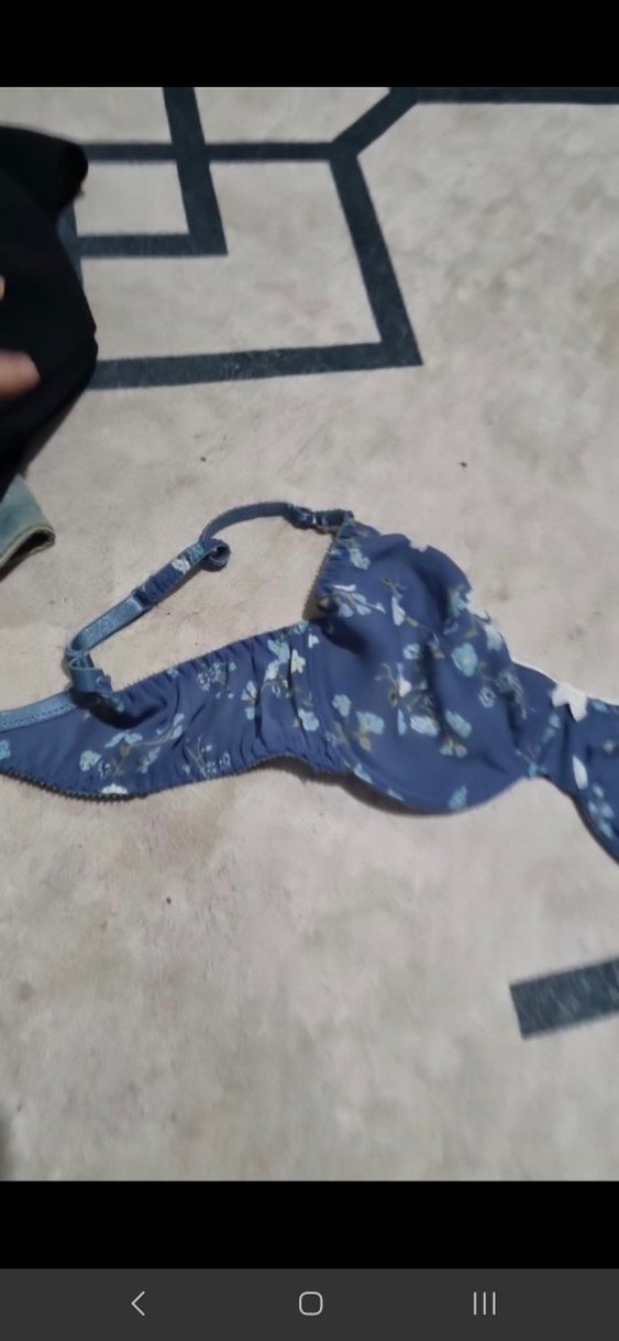 Koyu Mavi Bohem Çiçek Desenli Sütyen - Görsel 2