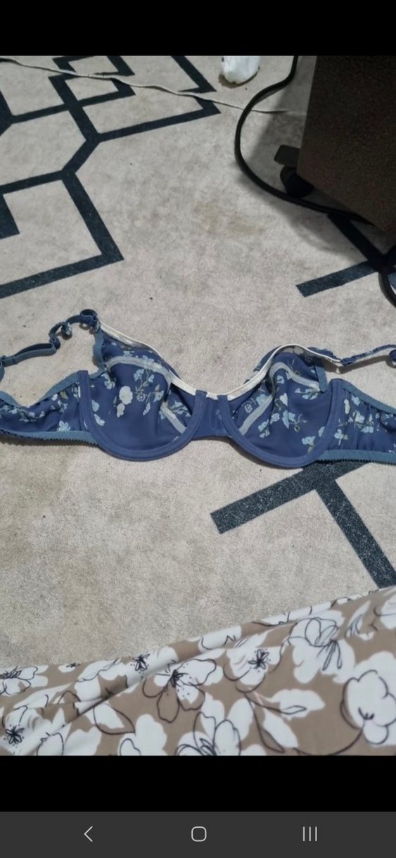 Koyu Mavi Bohem Çiçek Desenli Sütyen - Görsel 4