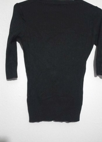 Düğmeli V Yaka Siyah Triko Kadın Kazak - Görsel 4