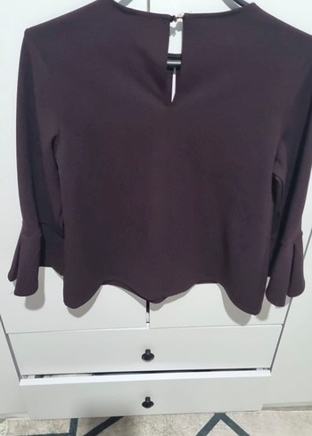 Uzun Kollu Bordo Kadın Bluz - Görsel 5