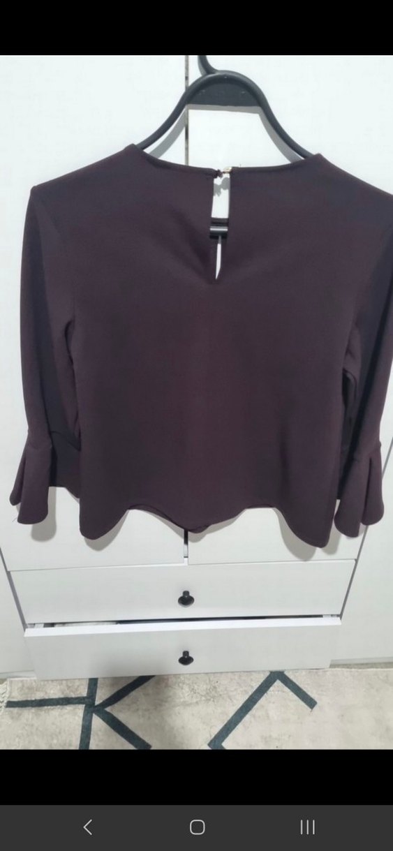 Uzun Kollu Bordo Kadın Bluz - Görsel 5