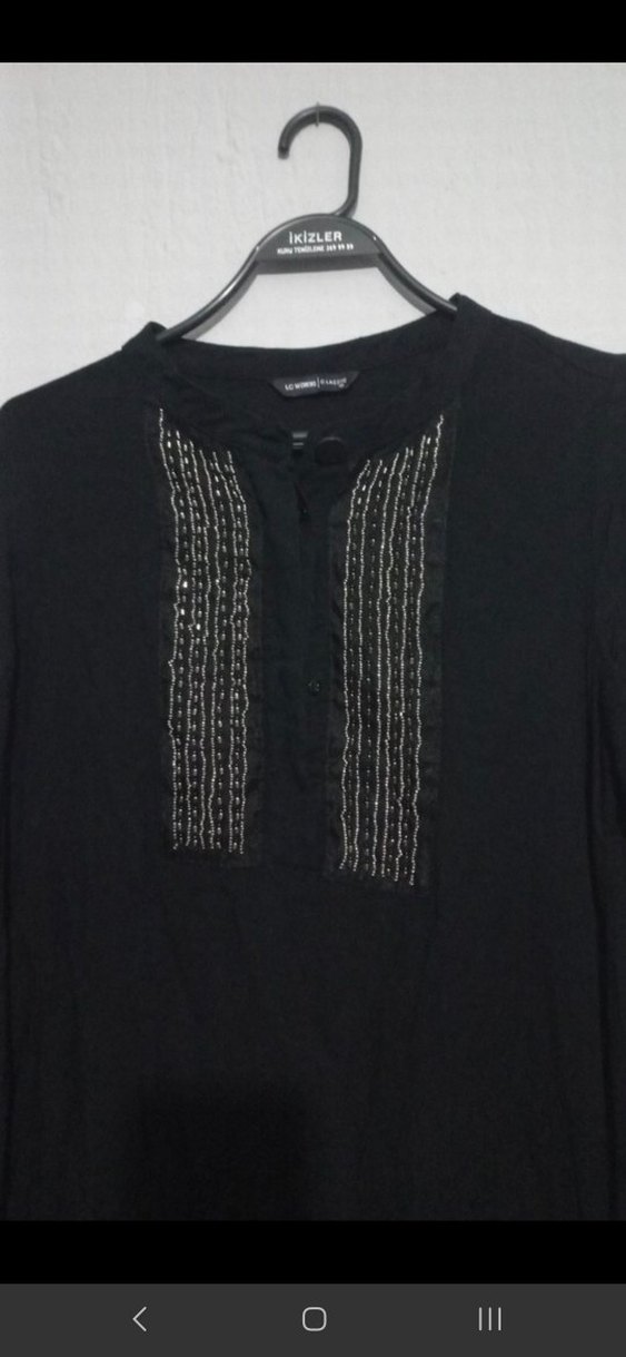 Uzun Kollu Siyah Nakışlı Gotik Tunik - Görsel 2