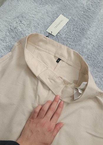 Bej Kadın Kumaş Pantolon Normal Boy - Görsel 3