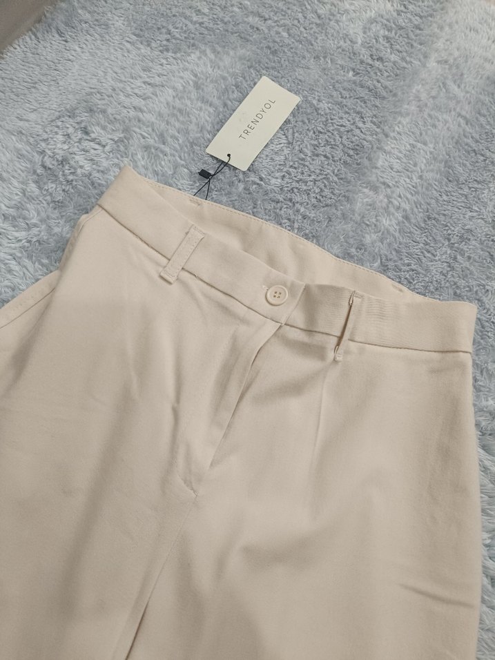 Bej Kadın Kumaş Pantolon Normal Boy - Görsel 2