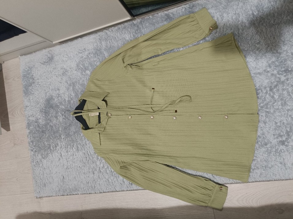 Düğmeli Uzun Kollu Keten Kadın Gömlek - Görsel 2