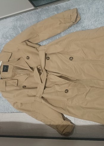 Bej Kadın Midi Trençkot Düğmeli - Görsel 2