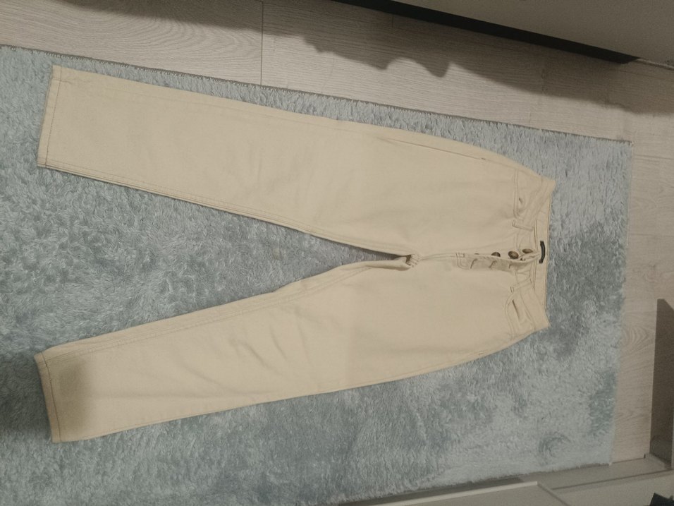 Düğmeli Bej Kadın Pantolon - Görsel 2