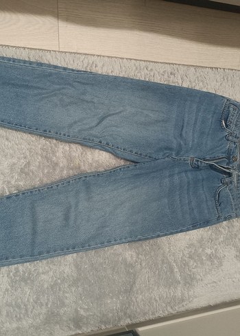 Kadın Mavi Denim Düğmeli Midi Jean - Görsel 2
